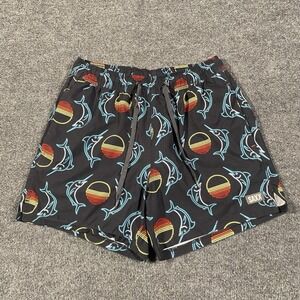 SAXX Oh Buoy 2N1 Lined Volley Swim Shorts Sunset Crest Sailfish Print Mens S
